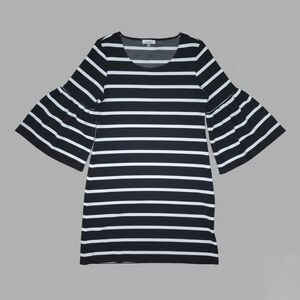Black and White Striped Bell Sleeve Top